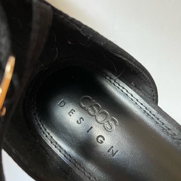 ASOS black suede low heel with cross cross strap at ankle, size UK 8 (Womens 10) - Picture 4 of 4